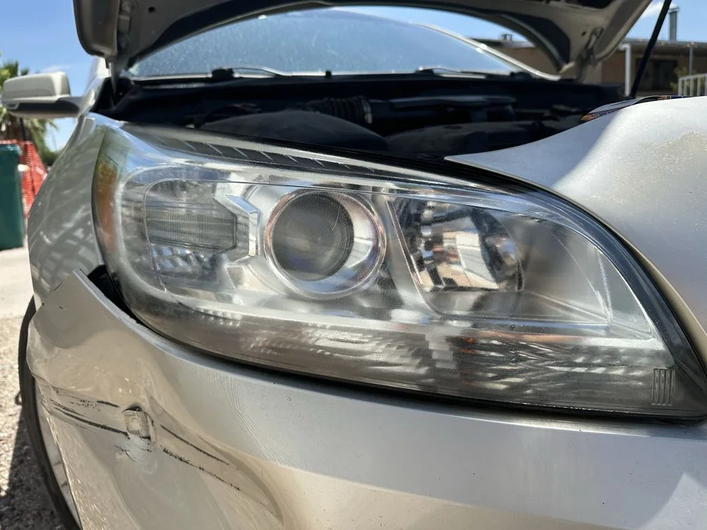 Close view of restored headlight after Cano Auto Care work